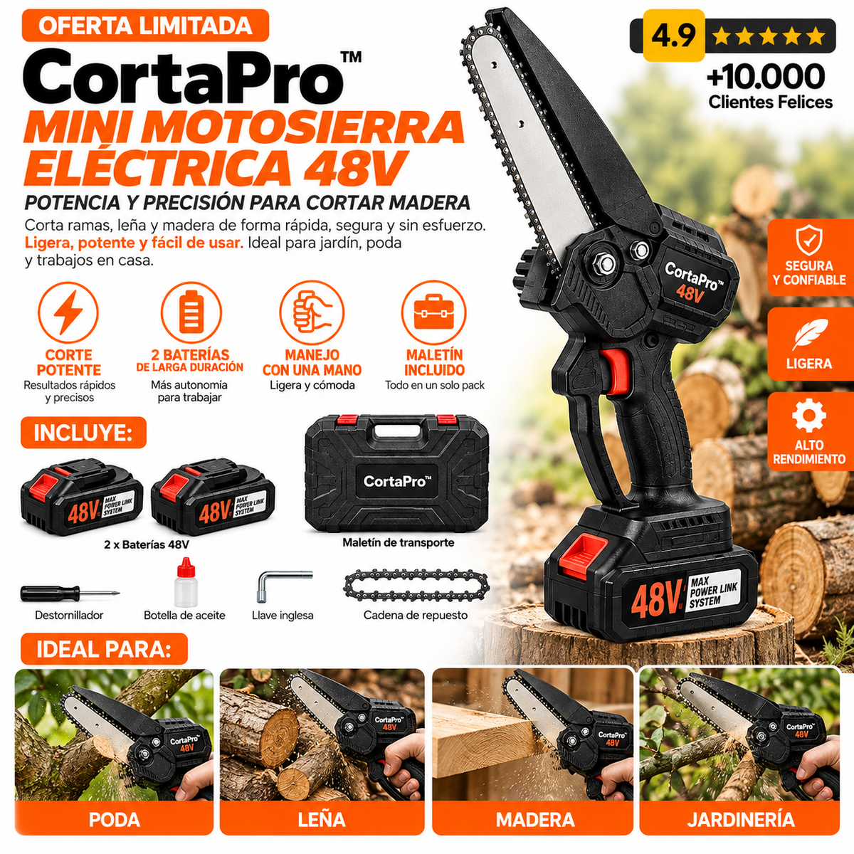 Motosierra Eléctrica 48V CortaPro™